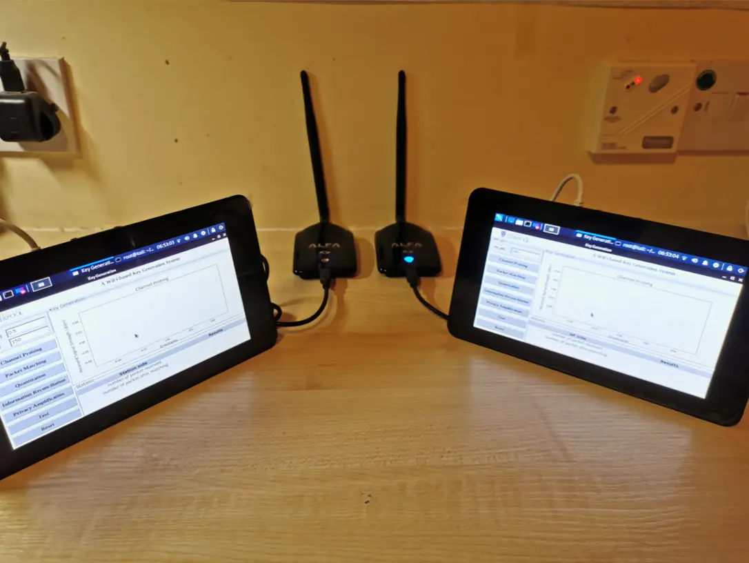 Raspberry Pi experimental setup for wireless key generation